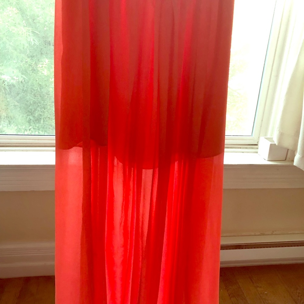 Salmon Pink Chiffon Pleated Skirt